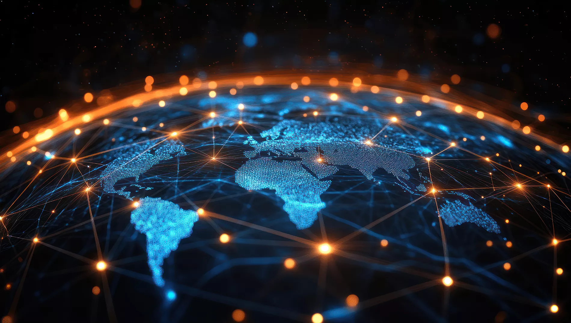 World map digital dots